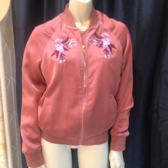 Pink Embroidered Bomber Jacket - Picture 5 of 5